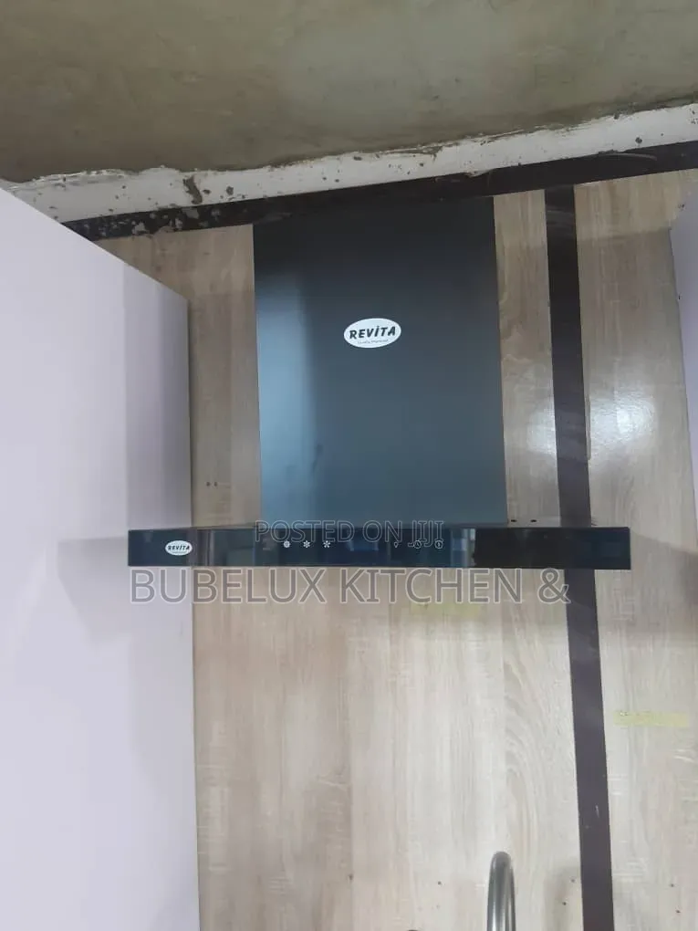 Revita 60cm Black T-Shape Glass Chimney Hood Touch Led 3-Speed