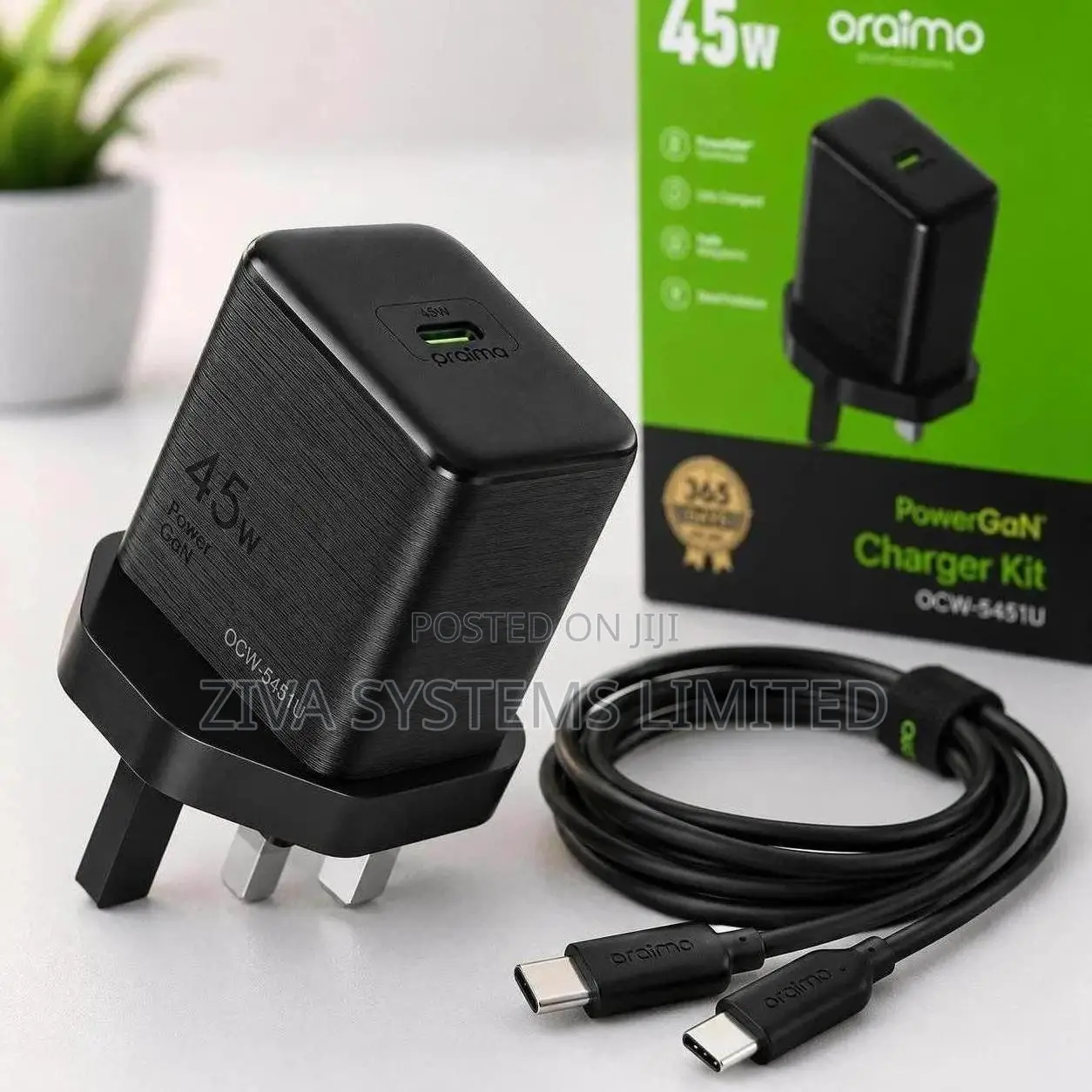 Oraimo Powergan 451 45w Gan Ultra Fast Wall Charger + Free Cable