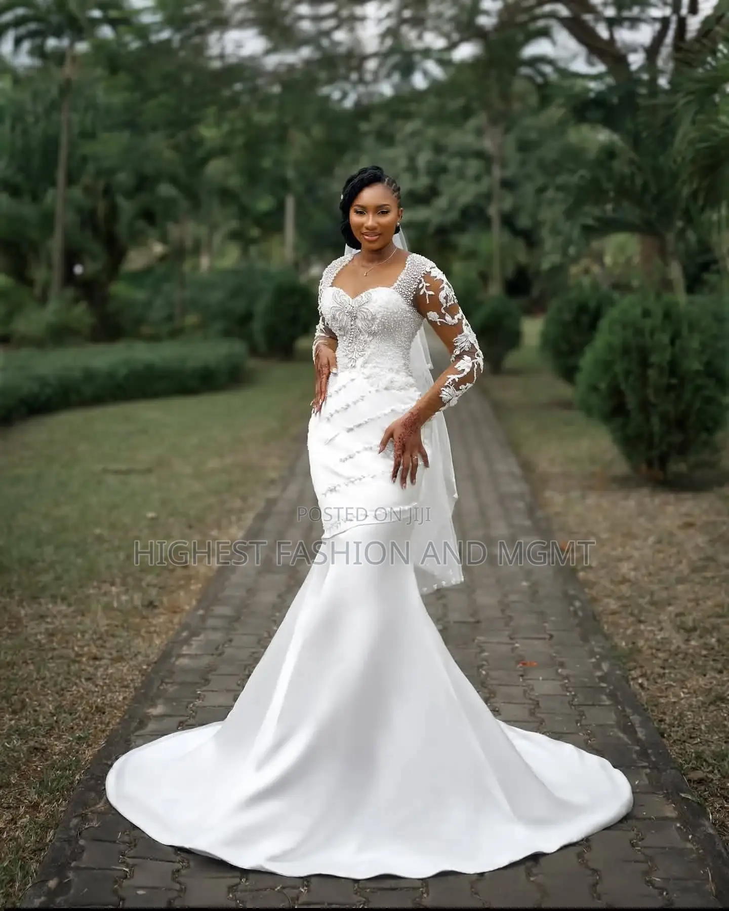 Designer Silver Motif Bridal Dress and Veil