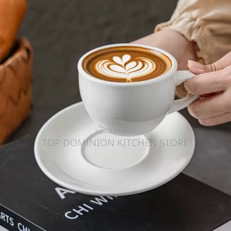 Pure White Ceramic Tea Cups And Saucer Set,Simple Creativ