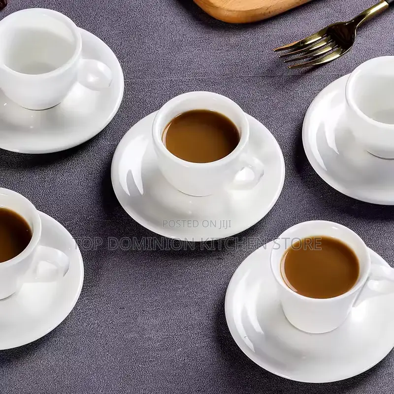 Pure White Ceramic Tea Cups And Saucer Set,Simple Creativ