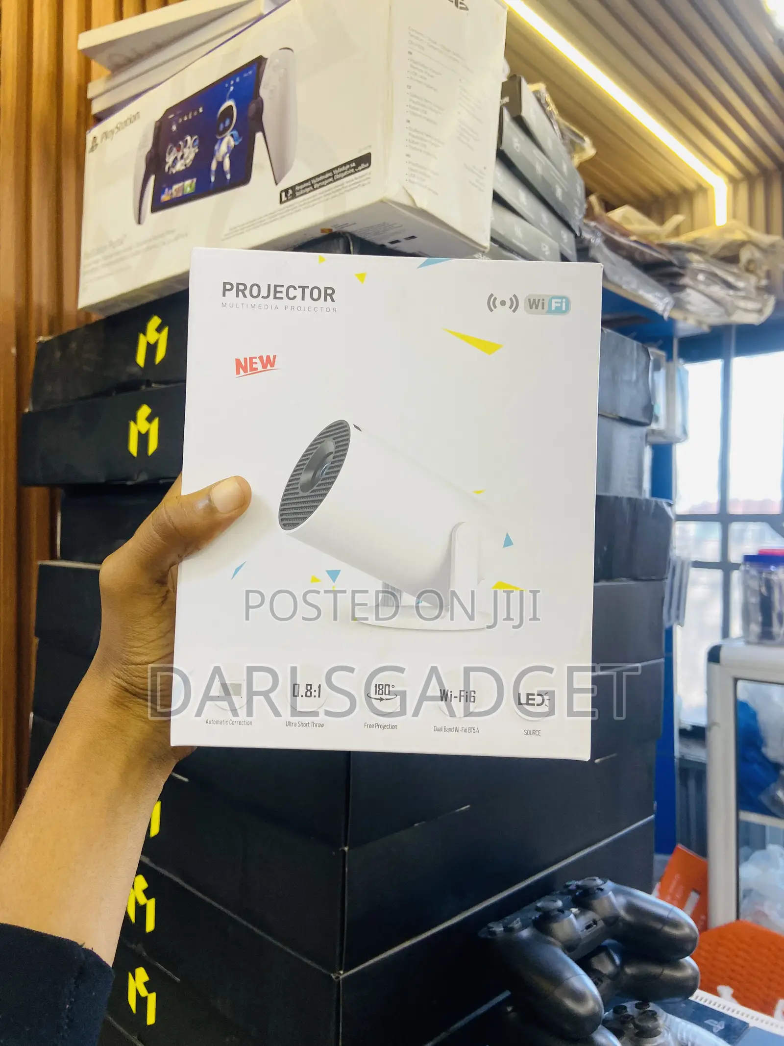 Portable Wifi 6 Led Mini Projector With Auto Keystone Correction Hub