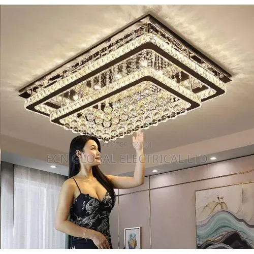 Modern Crystal Flush-Mount Ceiling Light – 1000mm × 500mm Chandelier