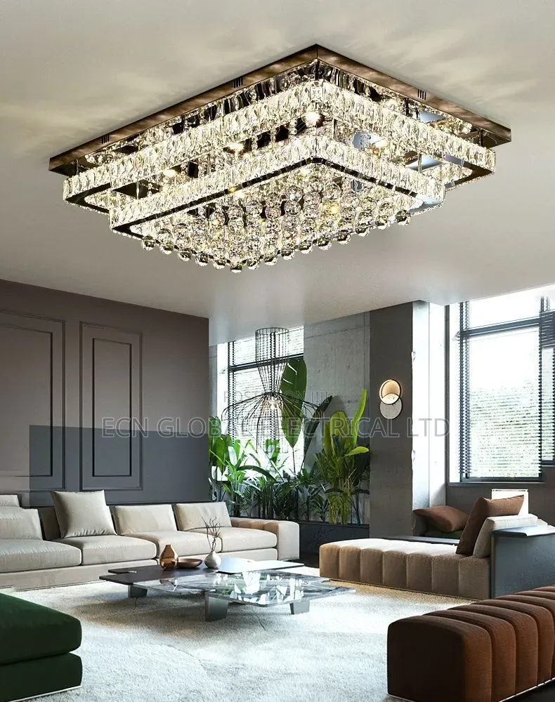 Modern Crystal Flush-Mount Ceiling Light – 1000mm × 500mm Chandelier