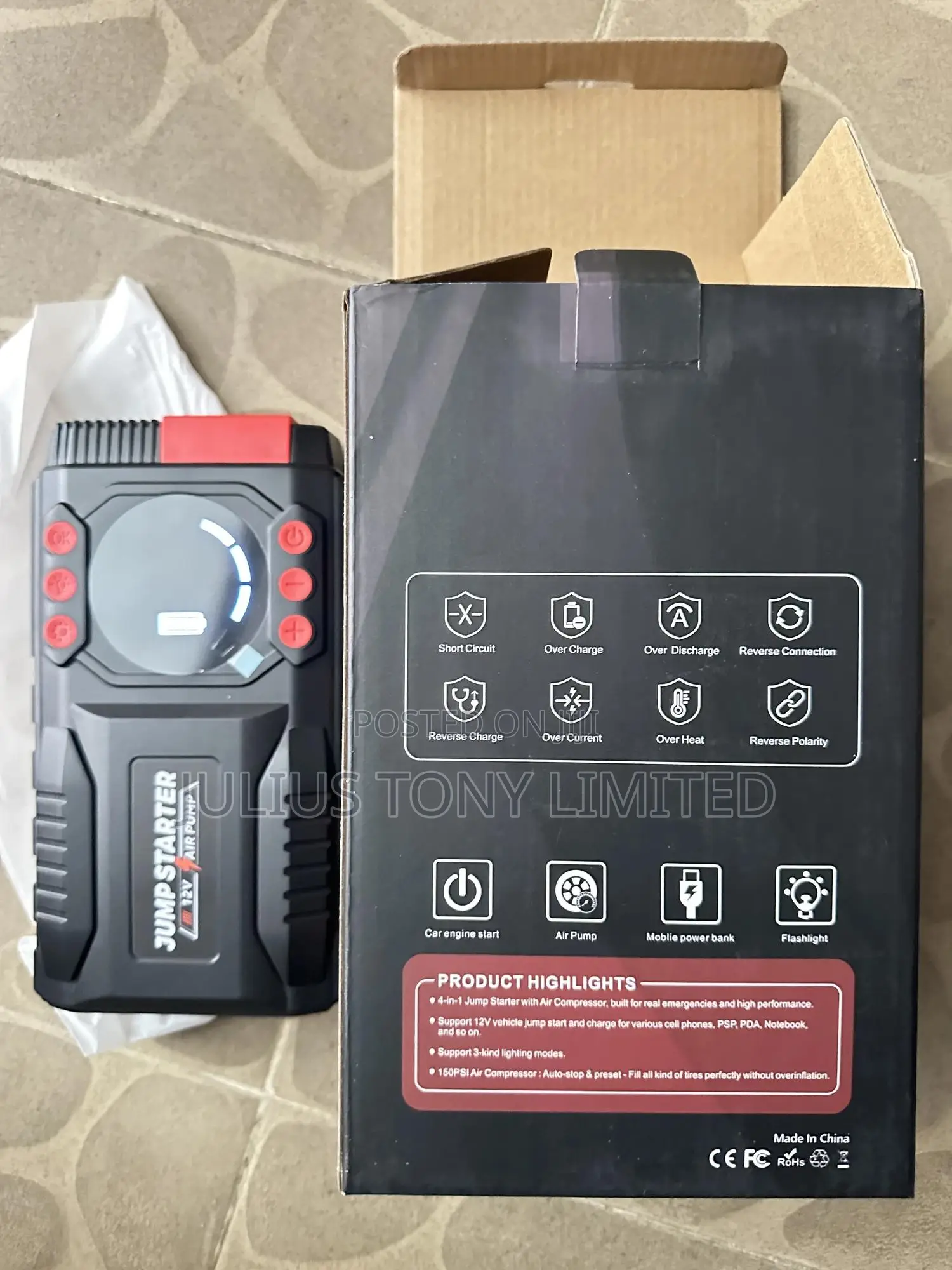 Jump Starter With Air Compressor 12v, 3000a Peak,98800mah Powerbank