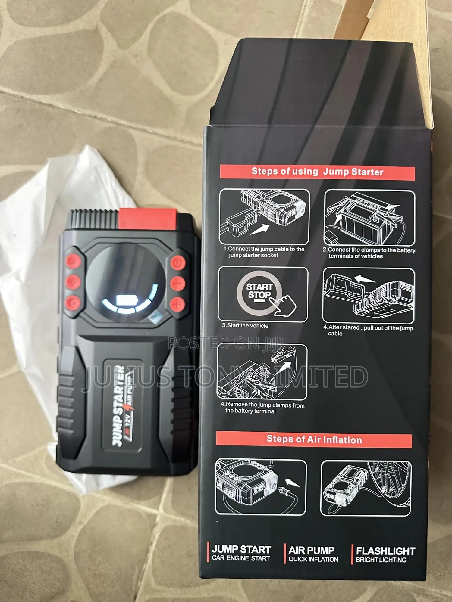 Jump Starter With Air Compressor 12v, 3000a Peak,98800mah Powerbank