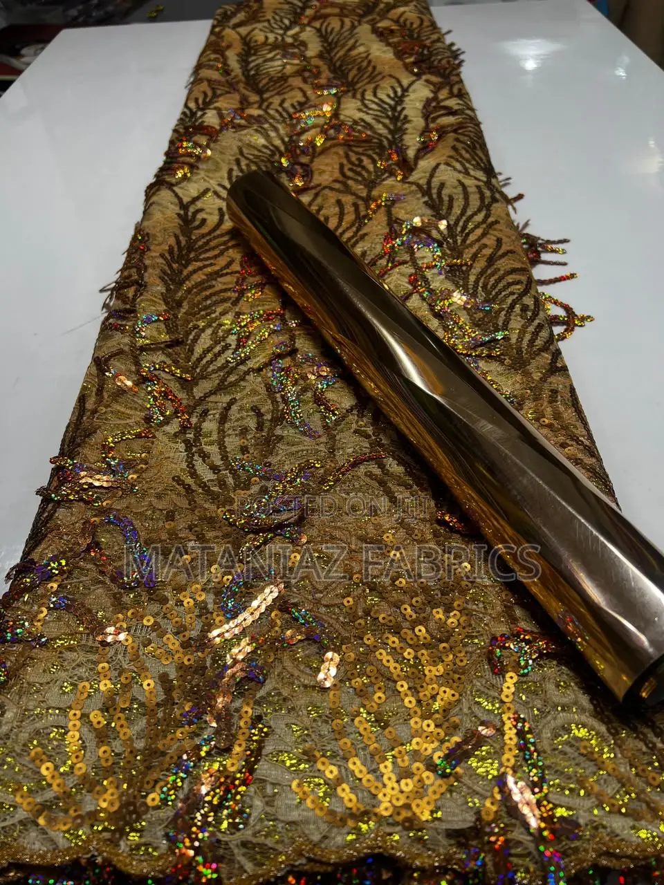 : Luxury Sequin Lace Fabric | Premium Asoebi Material 