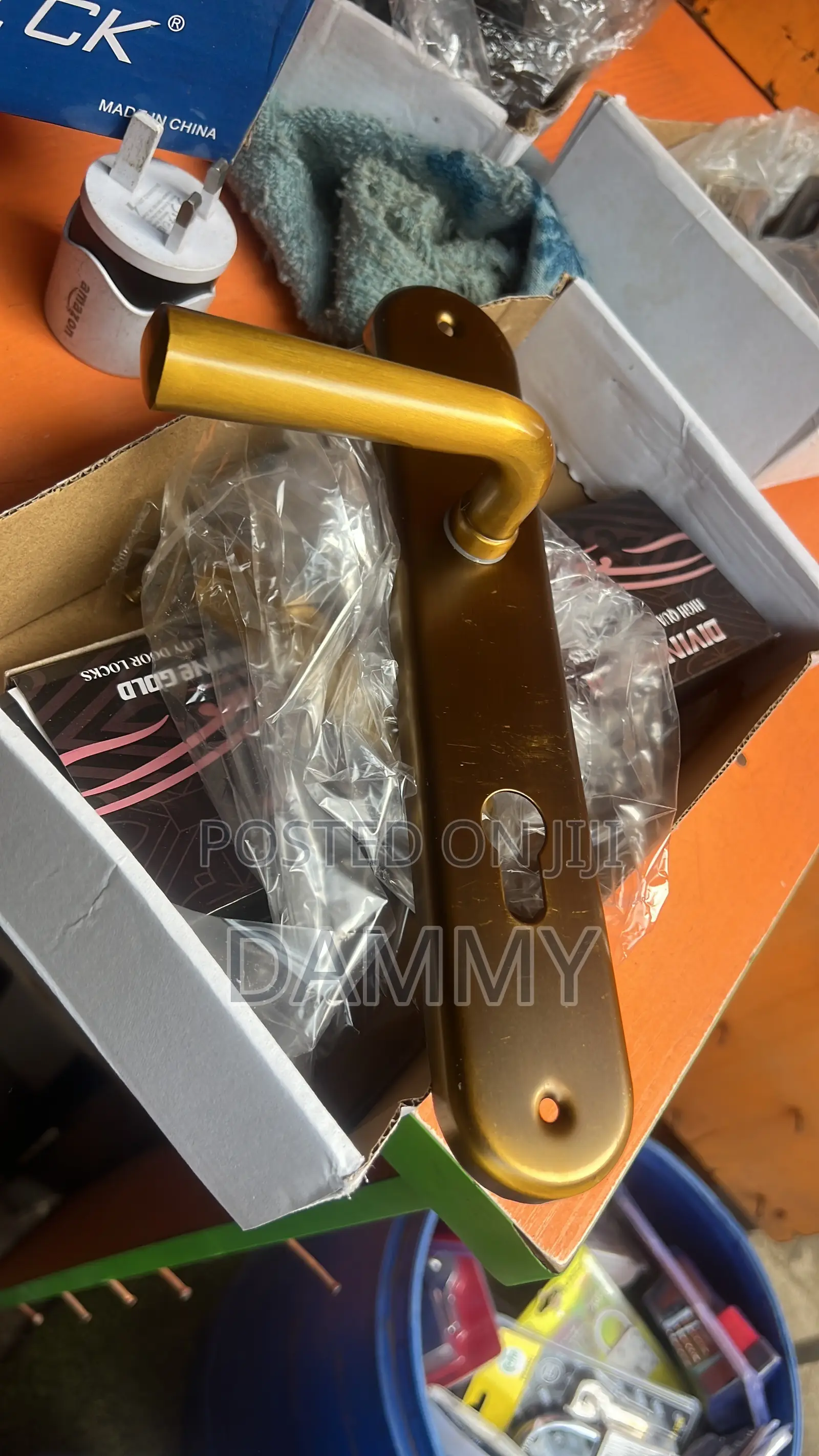 Gold-Colored Door Lock Handle Set