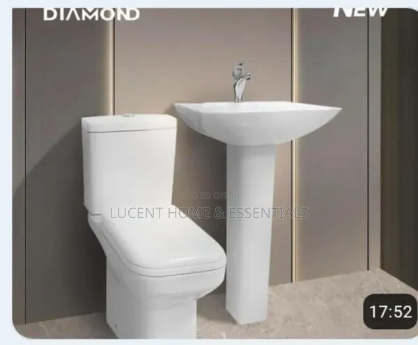 Diamond Bathroom Set – Modern Water Closet Pedestal Wash Basin