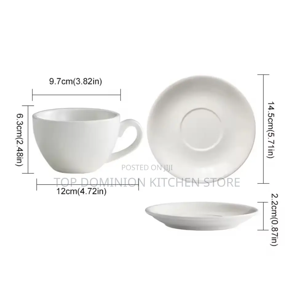 Pure White Ceramic Tea Cups And Saucer Set,Simple Creativ