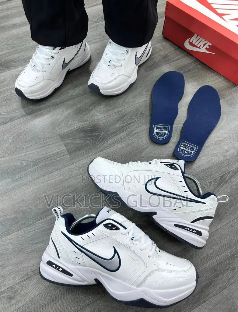 Nike Air Monarch White Navy Men's Sneakers