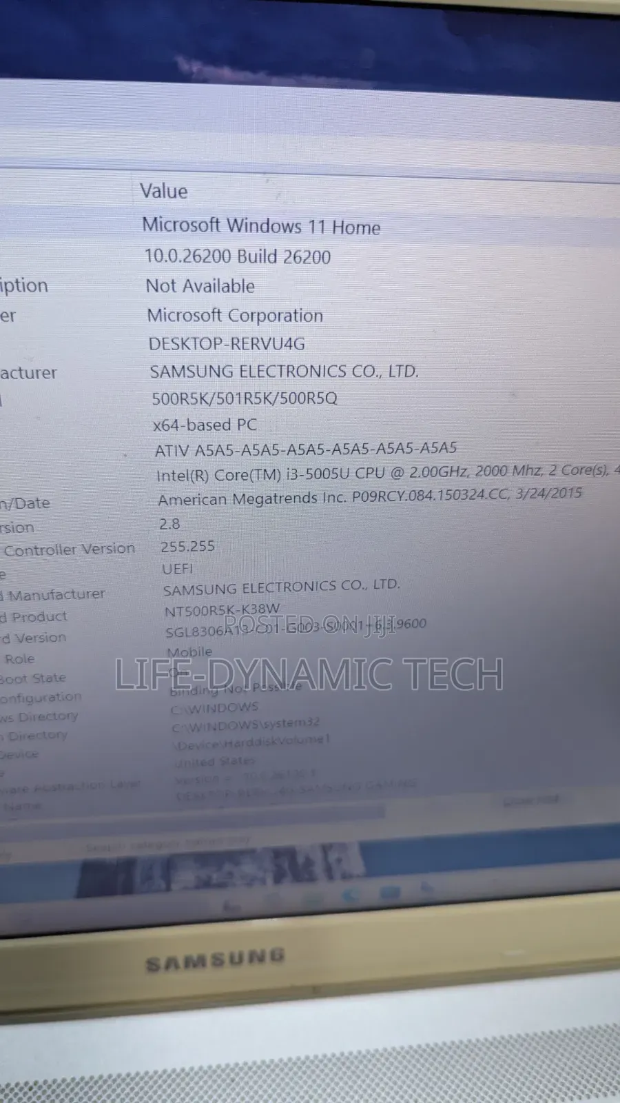 Laptop Samsung 8GB Intel Core i3 SSD 128GB