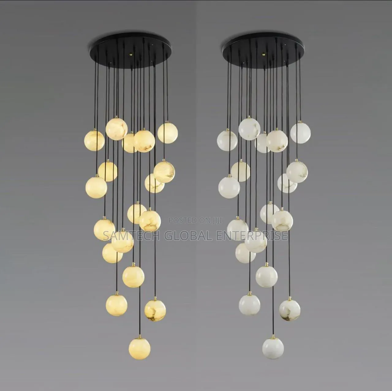 Luxury Marble Globe Cascade Chandelier – Modern Led Pendant Light