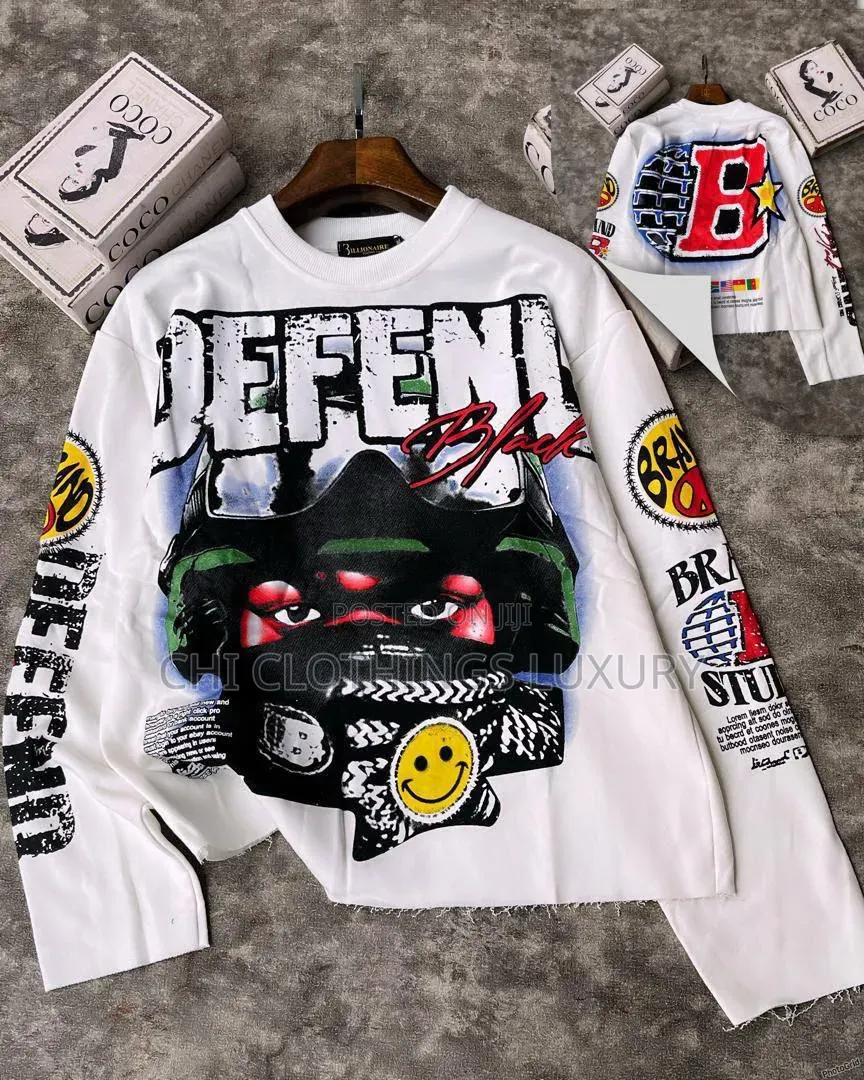 Men’S Graphic Streetwear Sweatshirt – Royal Blue, White, Brown