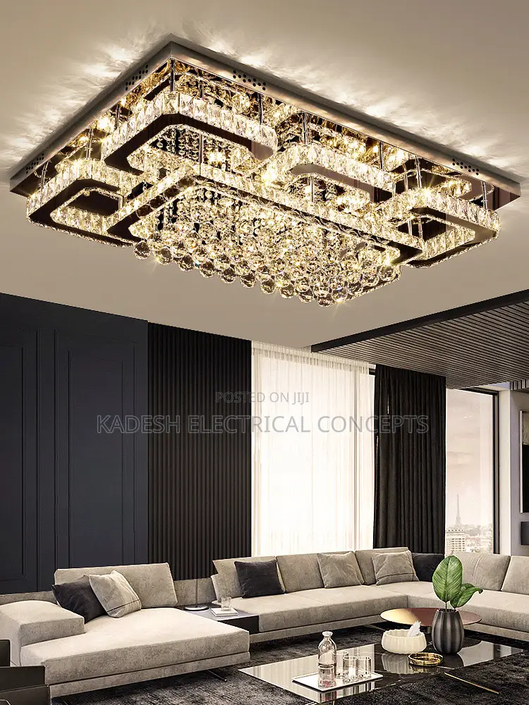 Modern Luxurious Silver Led Crystal Chandelier Remote-Controlled