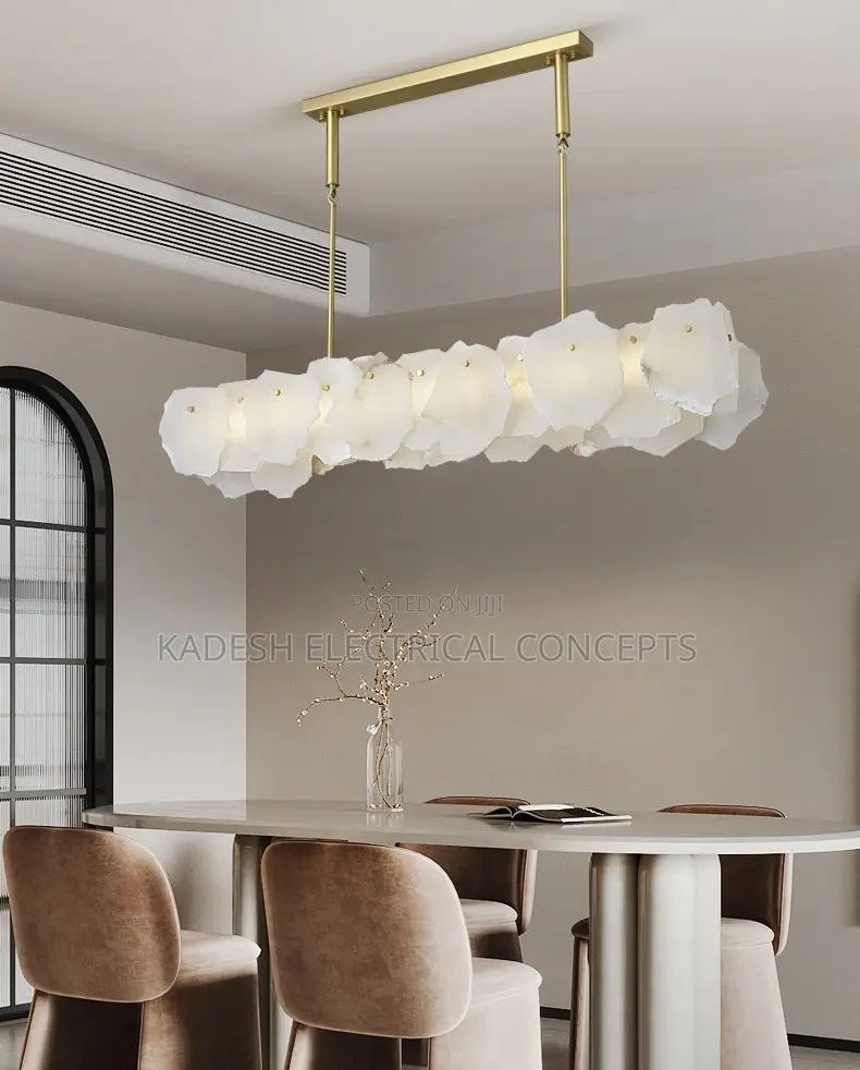 Natural Brass Alabaster Chandeliers Luxury White Marble Chandeliers