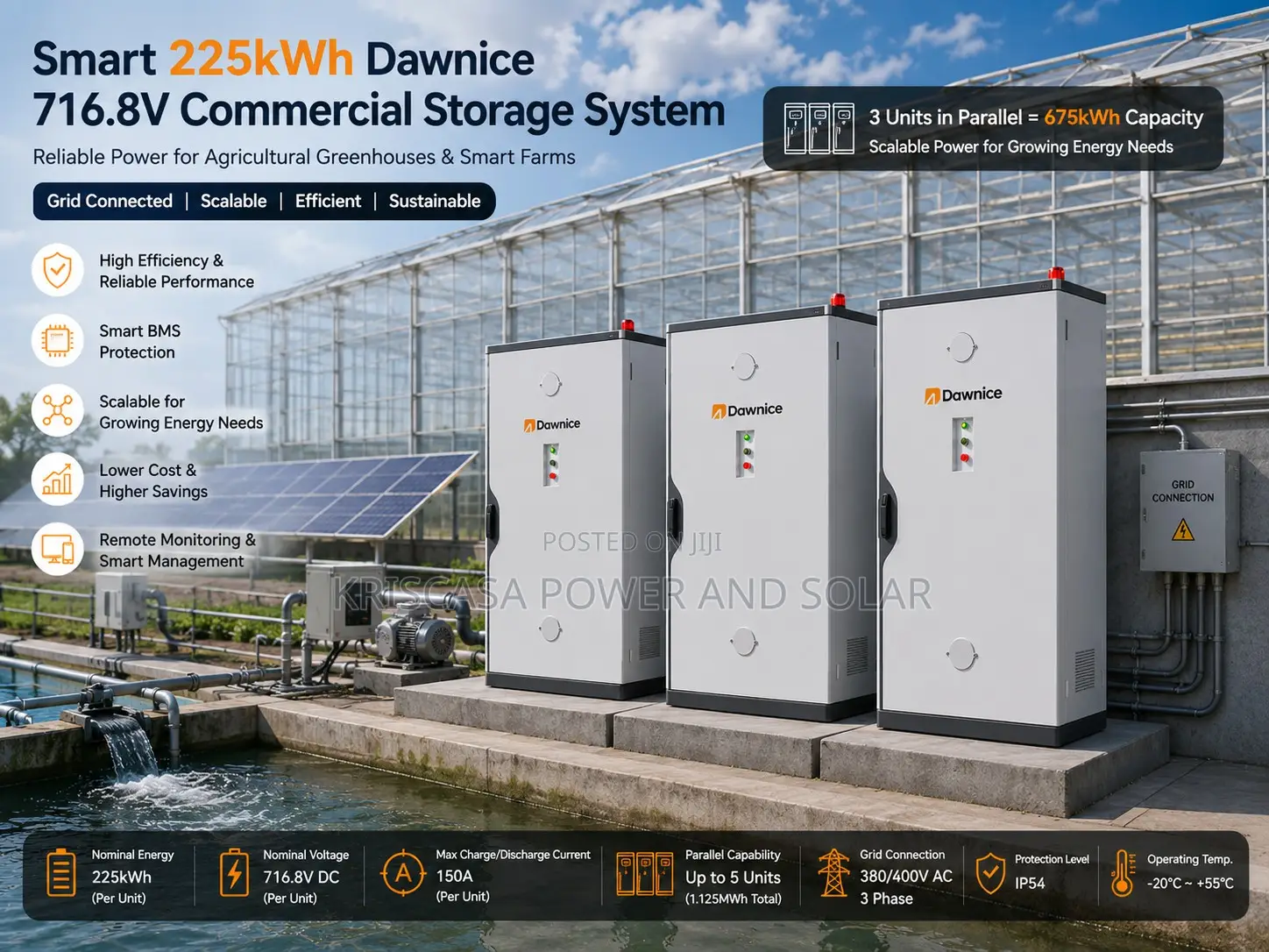 Smart 225kwh Dawnice 716.8v Commercial Storage System