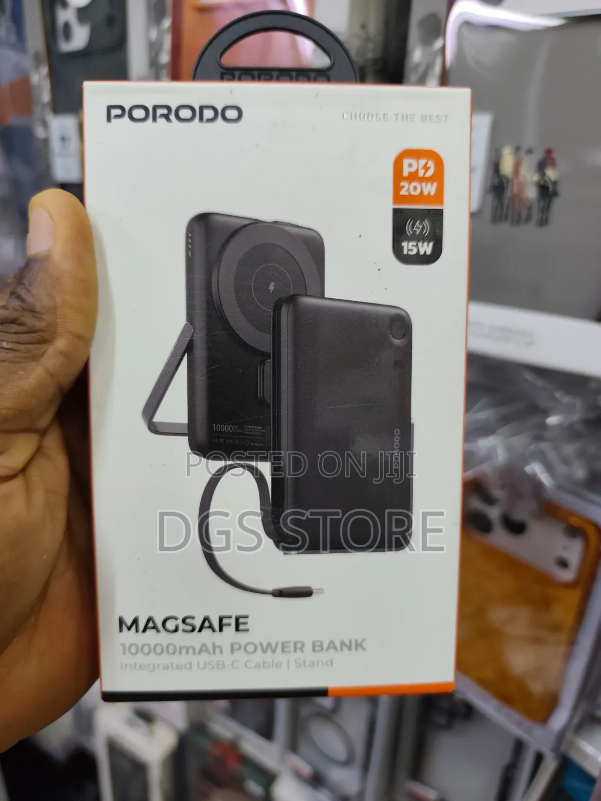 Porodo Magsafe 10,000mah Power Bank Integrated Usb C Cable Stand