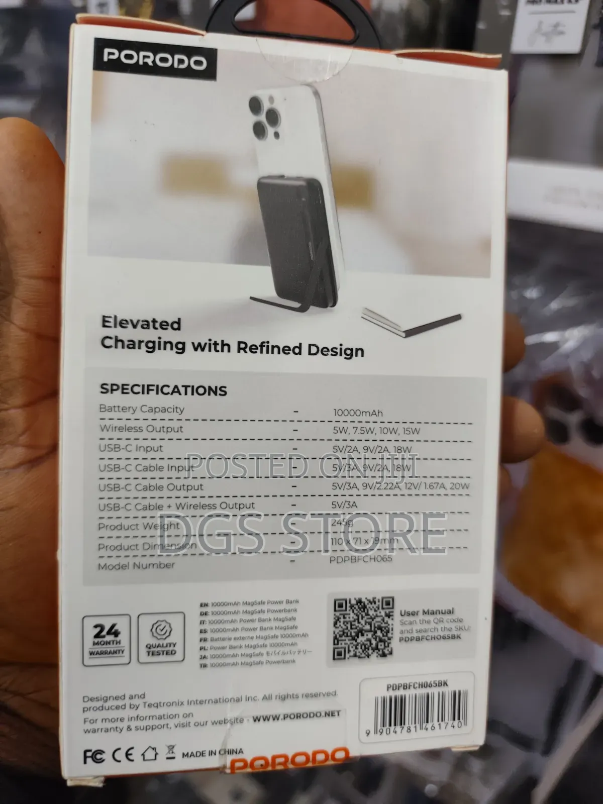 Porodo Magsafe 10,000mah Power Bank Integrated Usb C Cable Stand