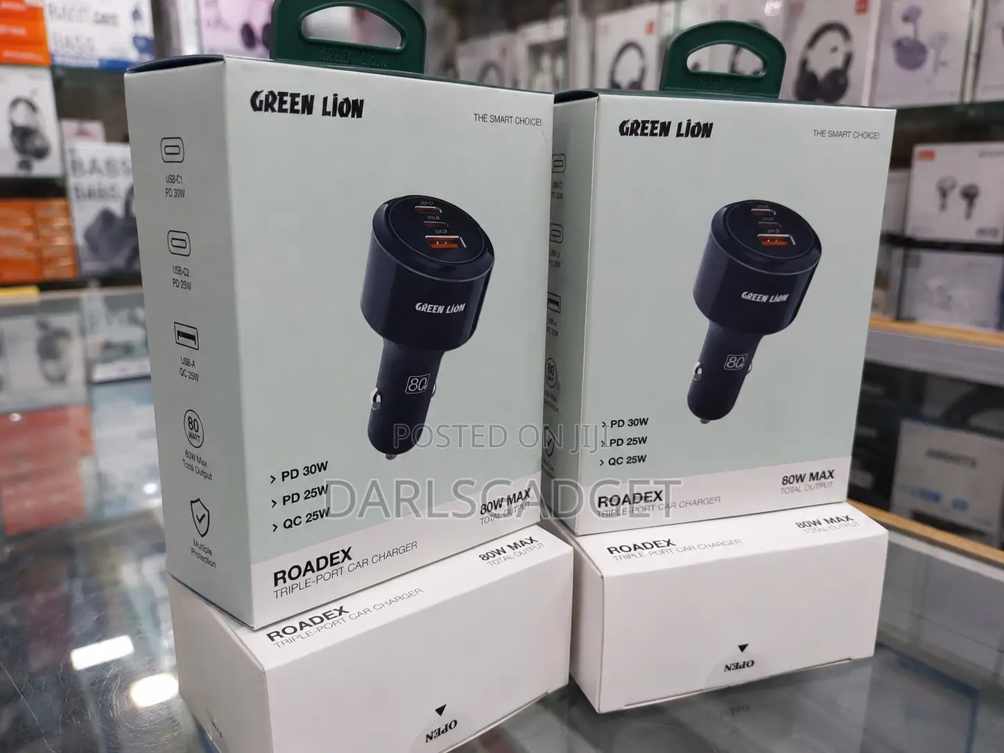 Green Lion Roadex 80w Triple Port Usb Pd Qc Fast Car Charger Adapter