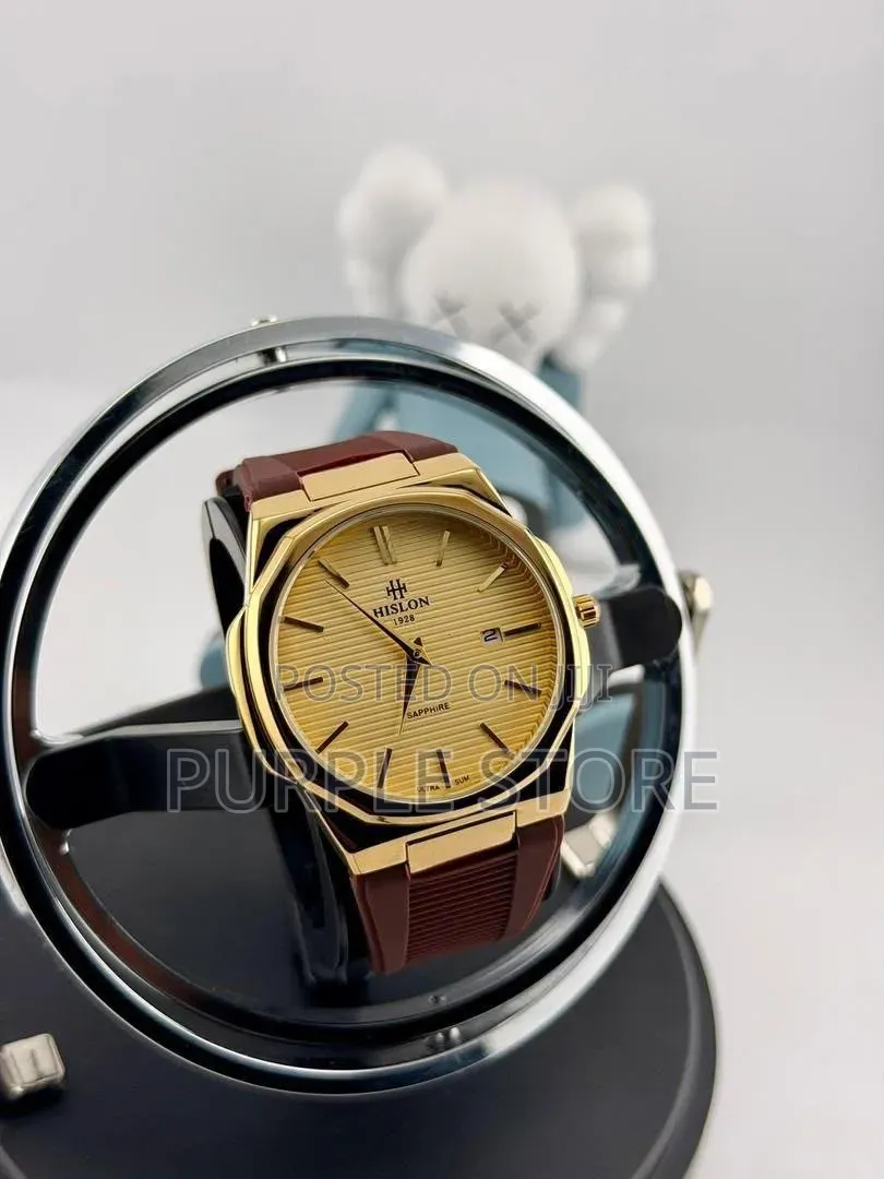 Hislon 1928 Sapphire Glass Rubber Strap Watch for-Unisex 
