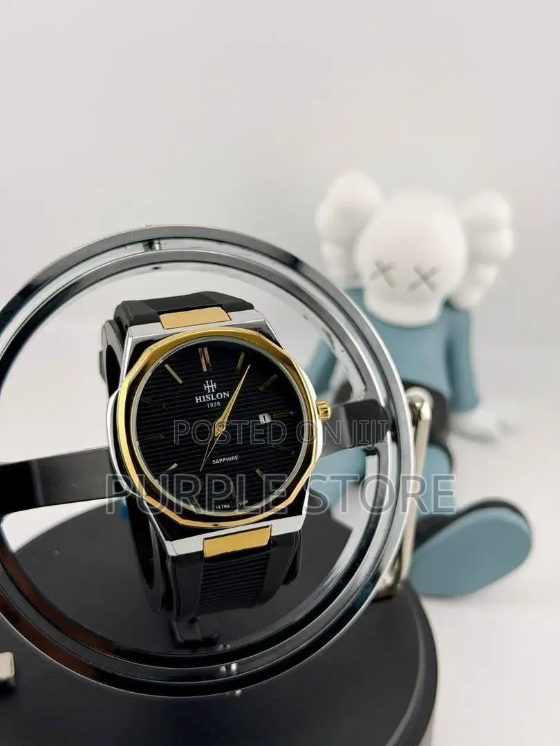 Hislon 1928 Sapphire Glass Rubber Strap Watch for-Unisex 