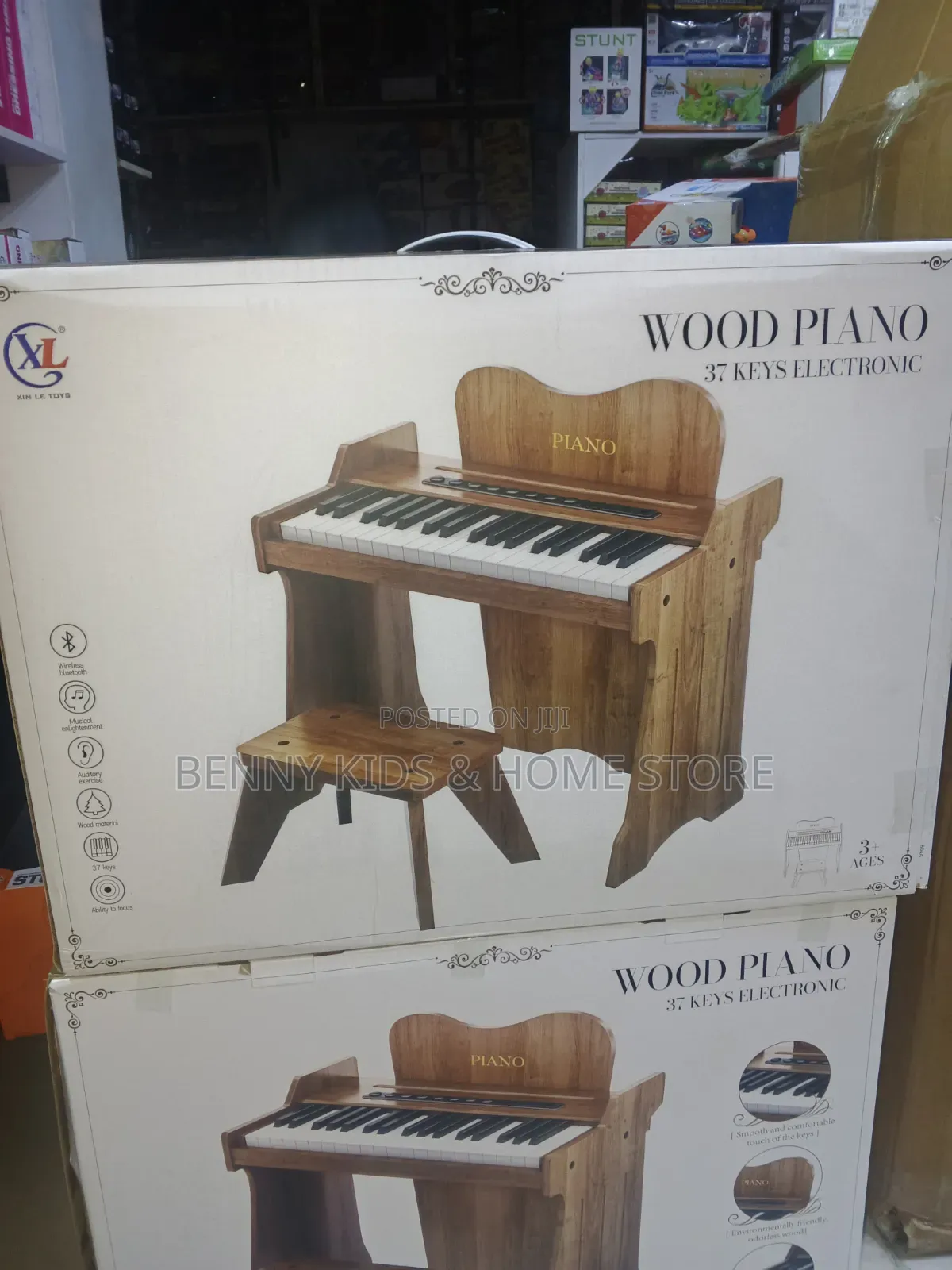 Kids Wooden Electronic Piano With Stool – Educational Music Toy