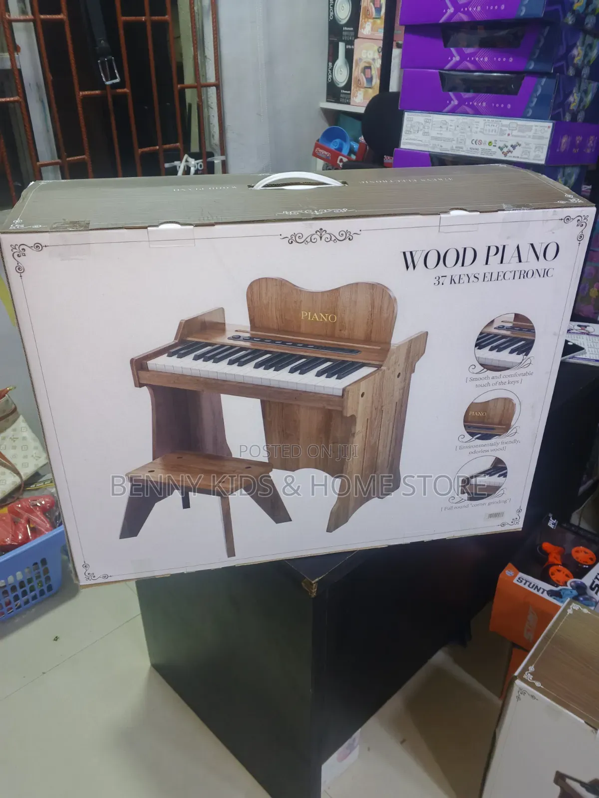 Kids Wooden Electronic Piano With Stool – Educational Music Toy