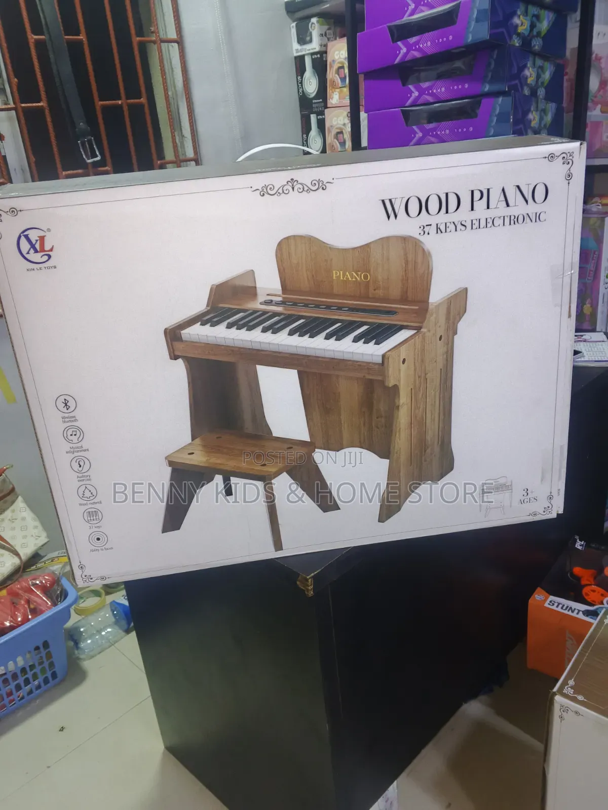 Kids Wooden Electronic Piano With Stool – Educational Music Toy