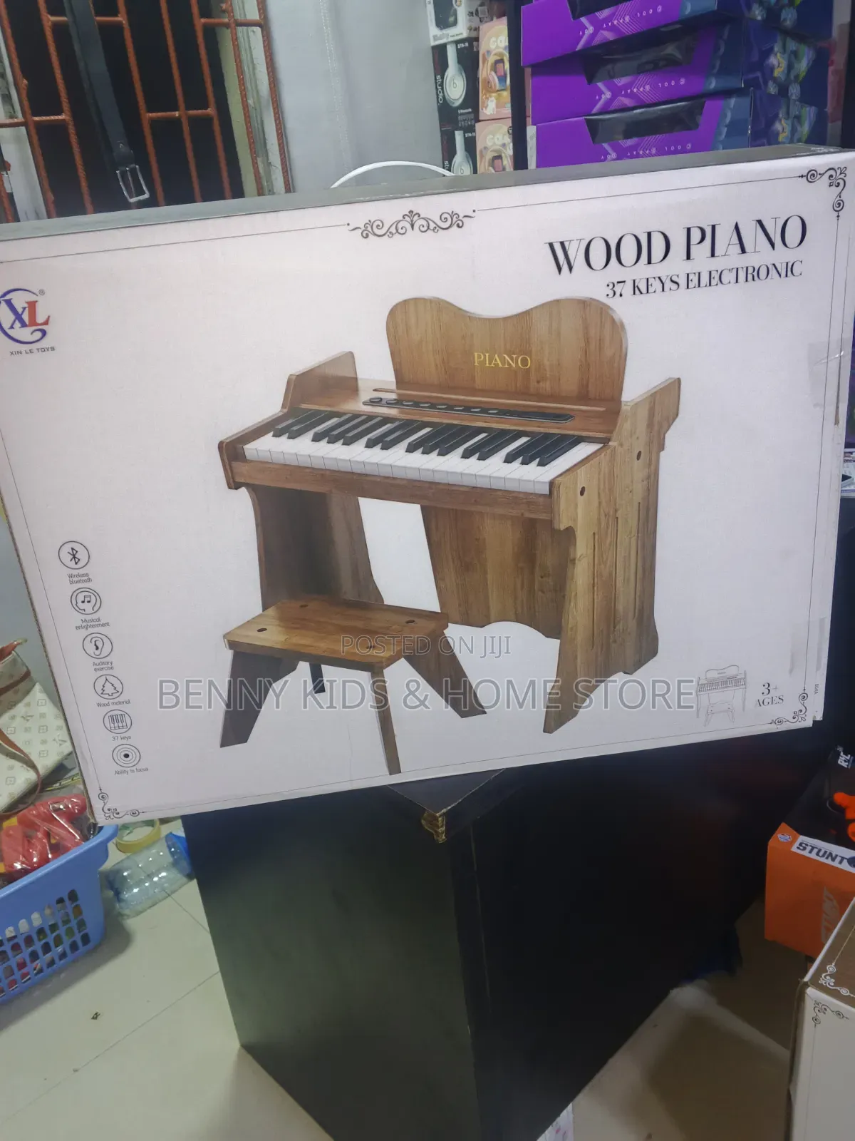 Kids Wooden Electronic Piano With Stool – Educational Music Toy