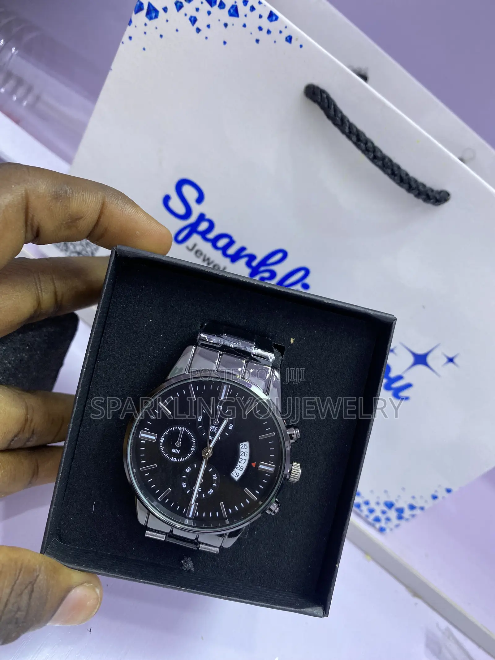 Stainless Steel Geneva Quartz Watch for Men