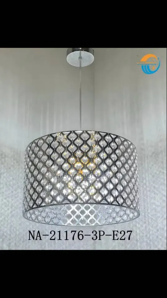 Modern Chrome Crystal Pendant Light (3x E27) – Adjustable Hanging Lamp