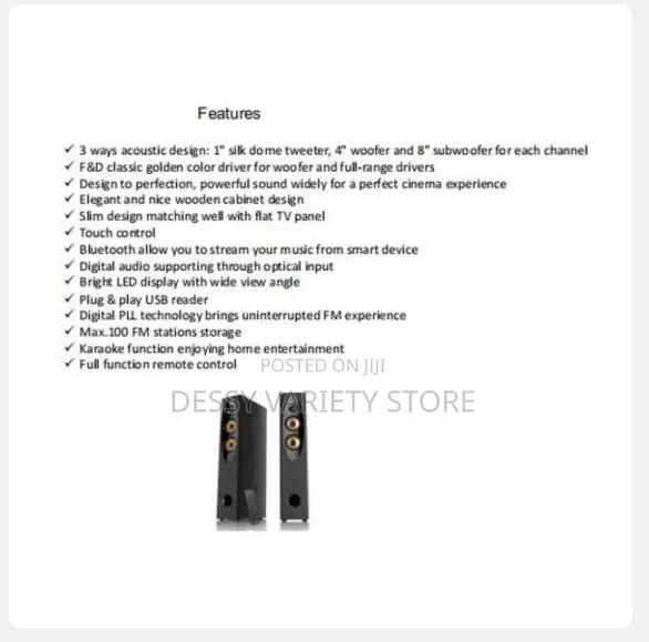 F&D T-60x Pro Tower Bluetooth Speaker