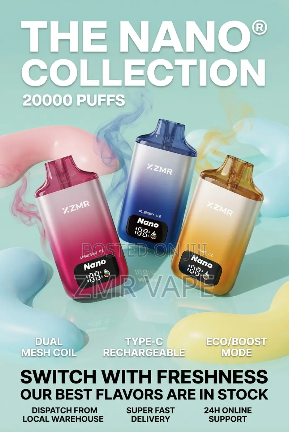 ZMR 20,000 Puffs Disposable Rechargeable Vape With Screen