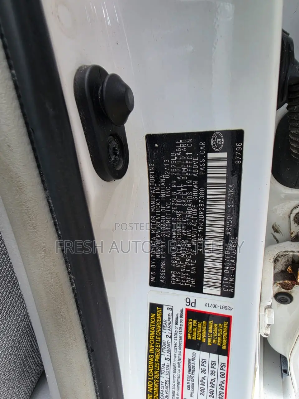 Toyota Camry LE 4dr Sedan (2.5L 4cyl 6A) 2013 White