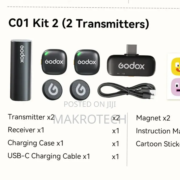 Godox C01 Kit2 Wireless Lavalier Microphone for Usb C, Intelligent
