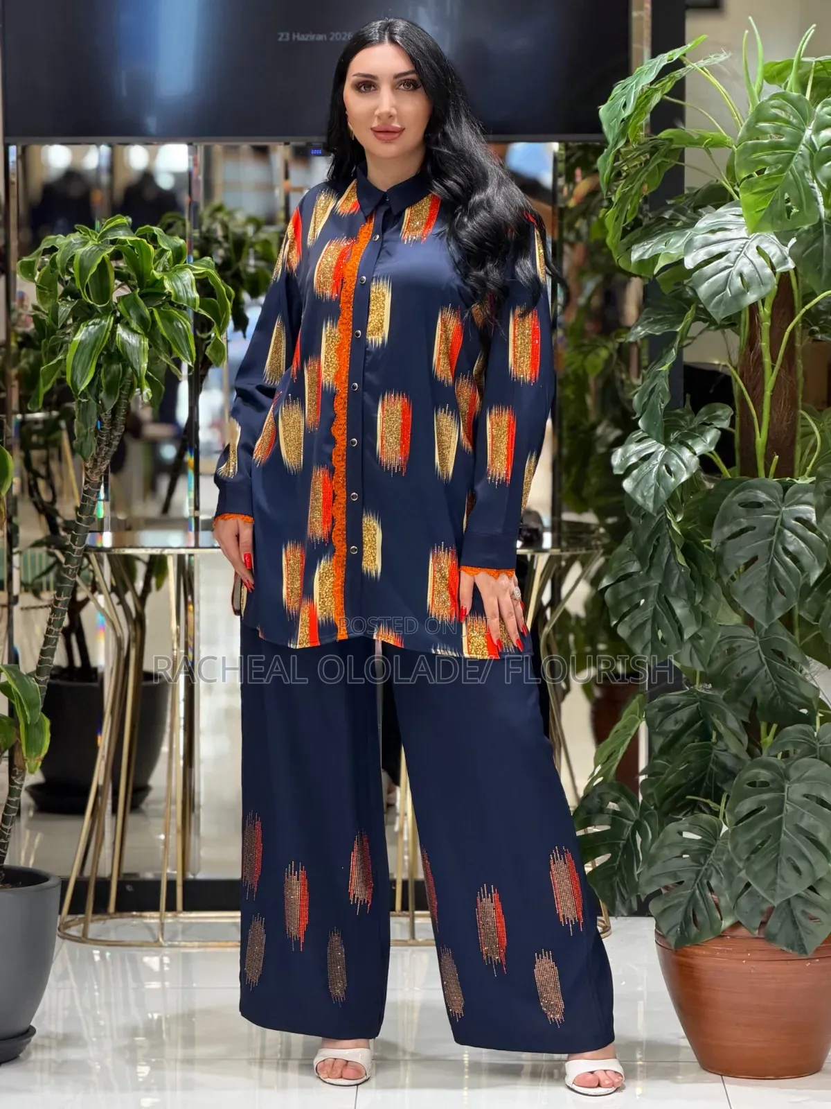 Women Turkey Luxury 2 Pieces Shirt and Trouzer Wear