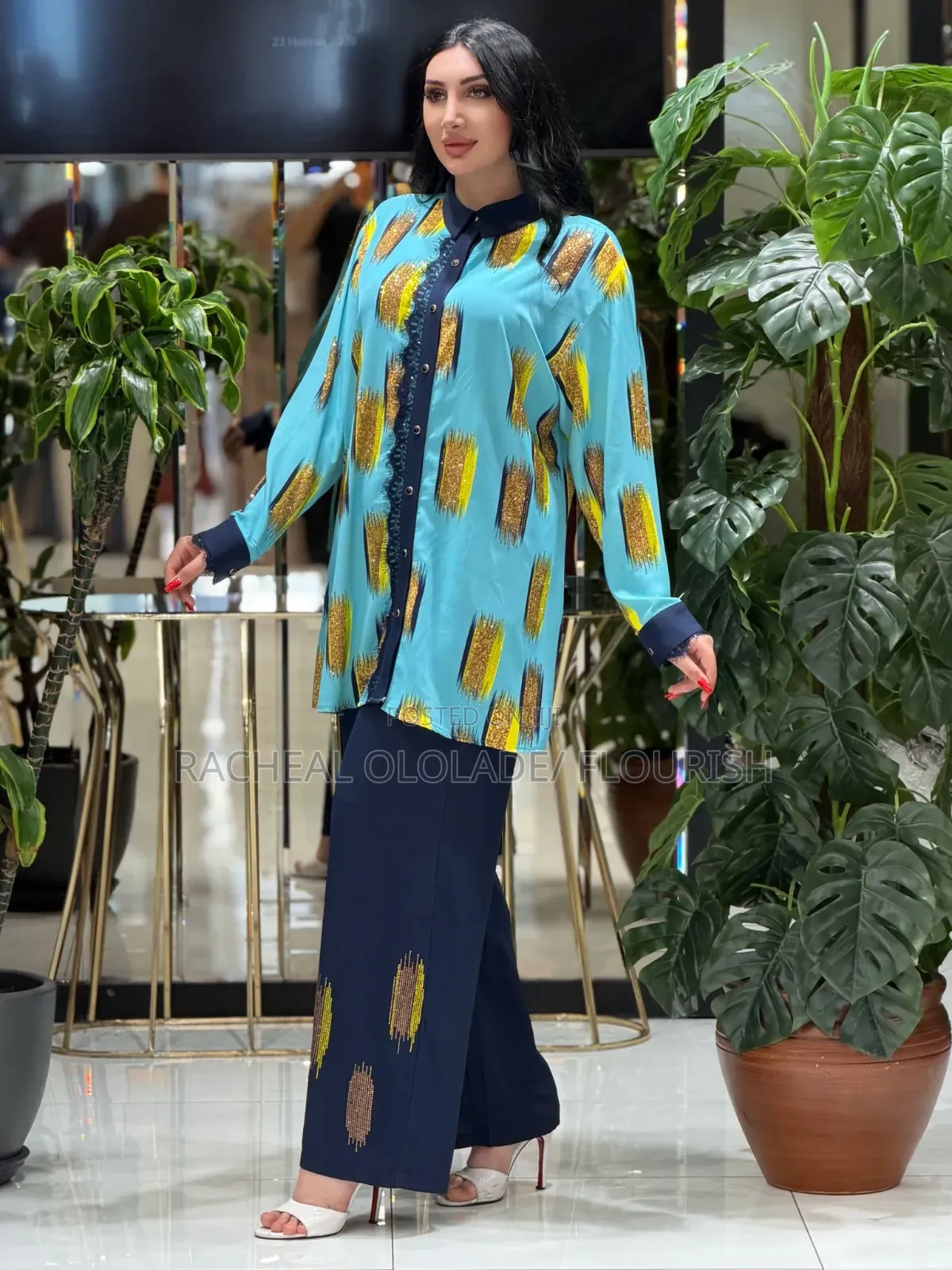 Women Turkey Luxury 2 Pieces Shirt and Trouzer Wear