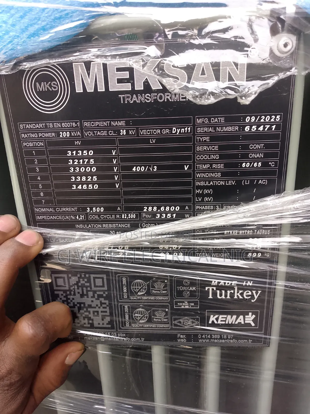 200kva/11 Meksan Power Transition Transformer