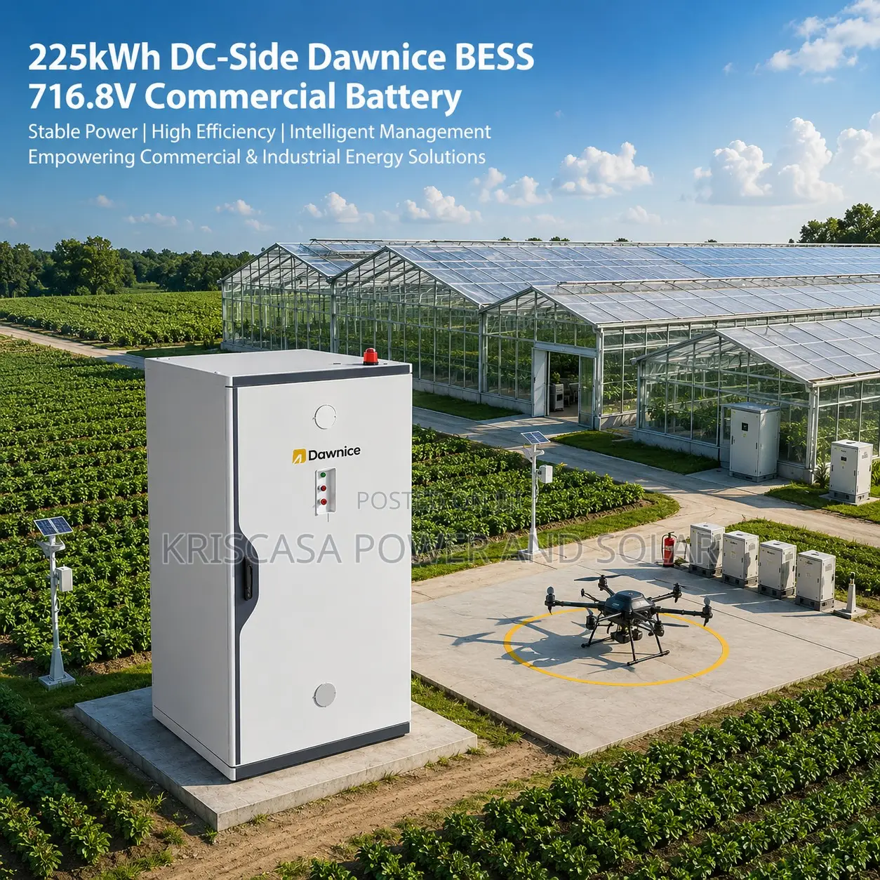 225kwh Outdoor Dc-Side Dawnice Bess 716.8v Commercial Battery