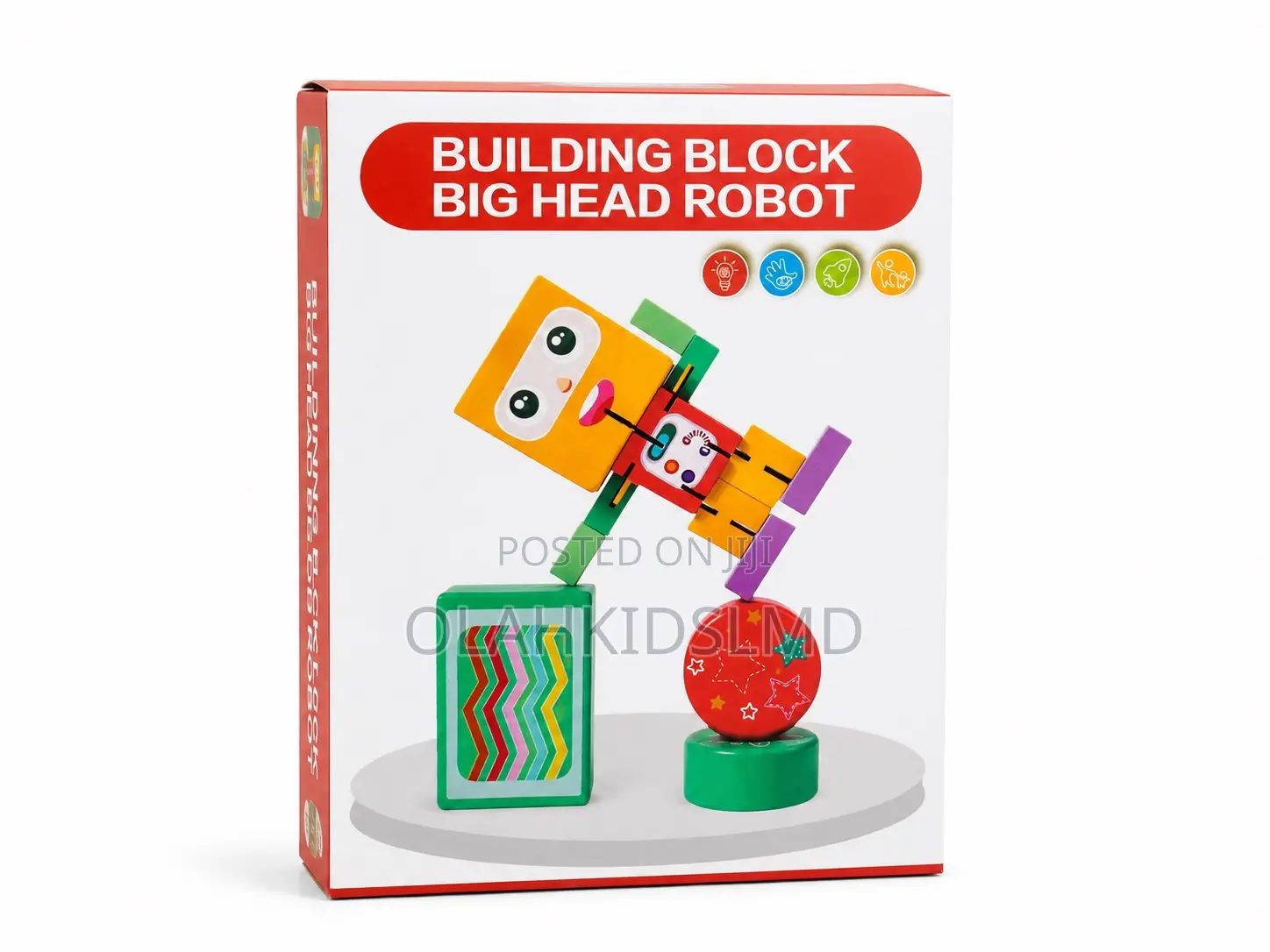 Building Block Big Head Robot – Wooden Stacking Toy Set