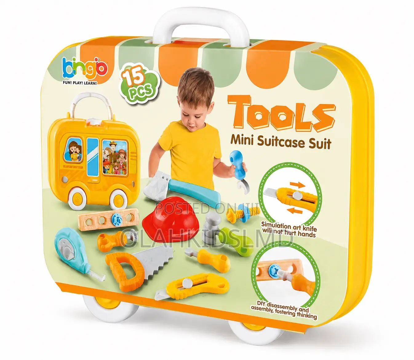 Bingo Mini Suitcase Tool Set – 15pcs Kids Diy Toolbox