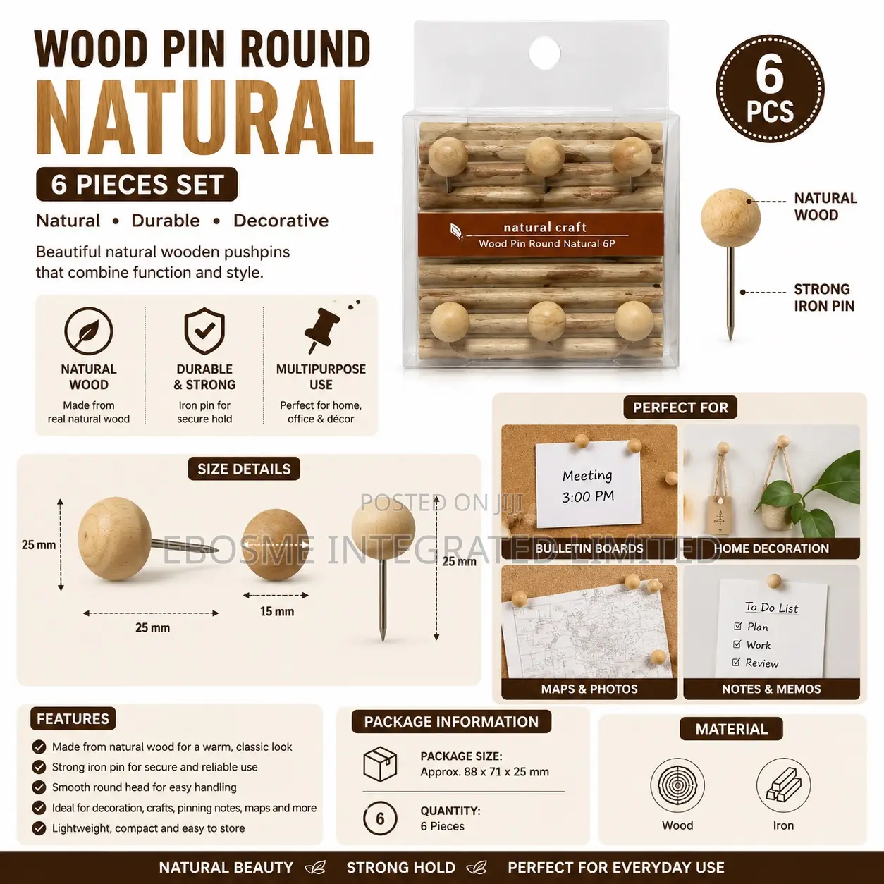 Wood Push Pin