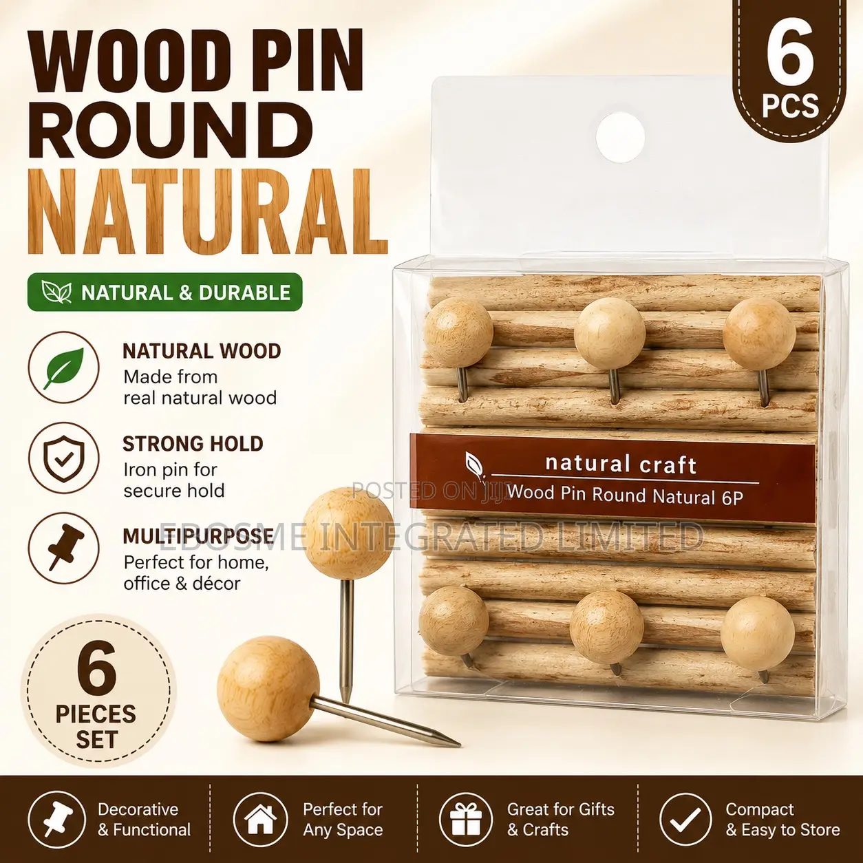 Wood Push Pin