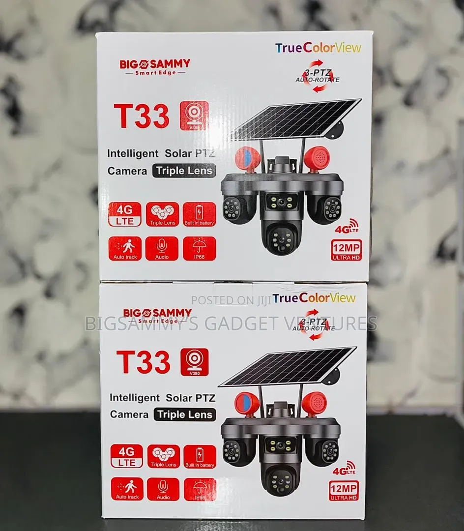T33 Ai Triple Lens 3ptz Solar 12mp Camera