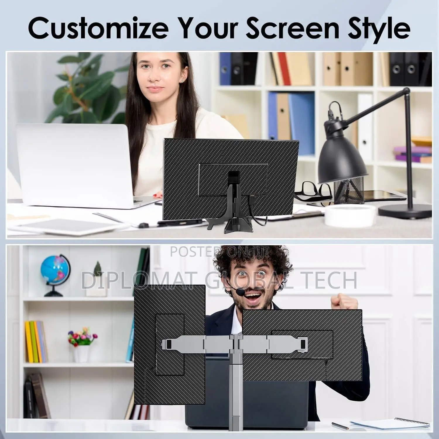 V2com Z2 Portable Triple Monitor 15.6" Inch Ips FHD Display