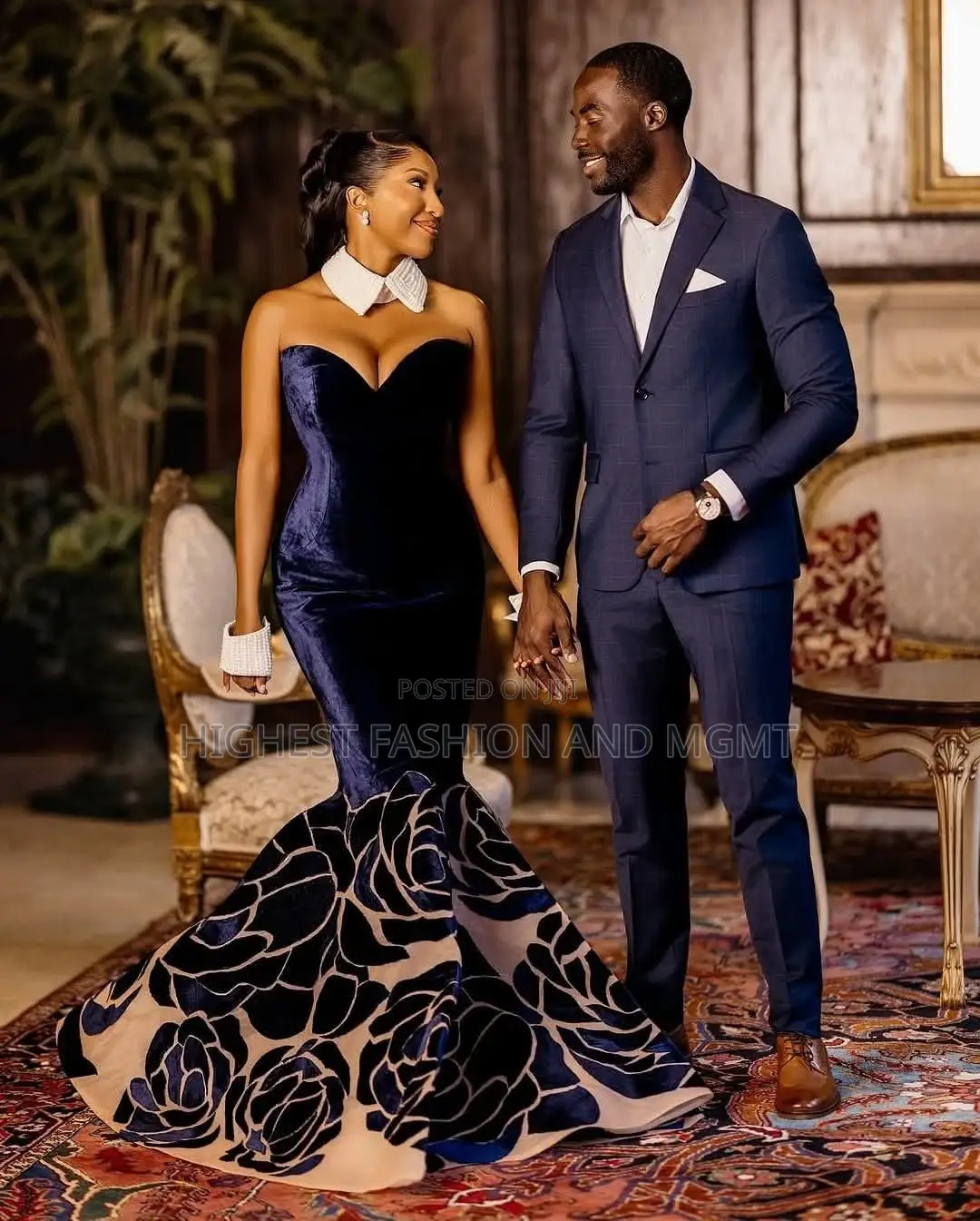 Luxury Sweetheart Velvet Reception Dress + Train