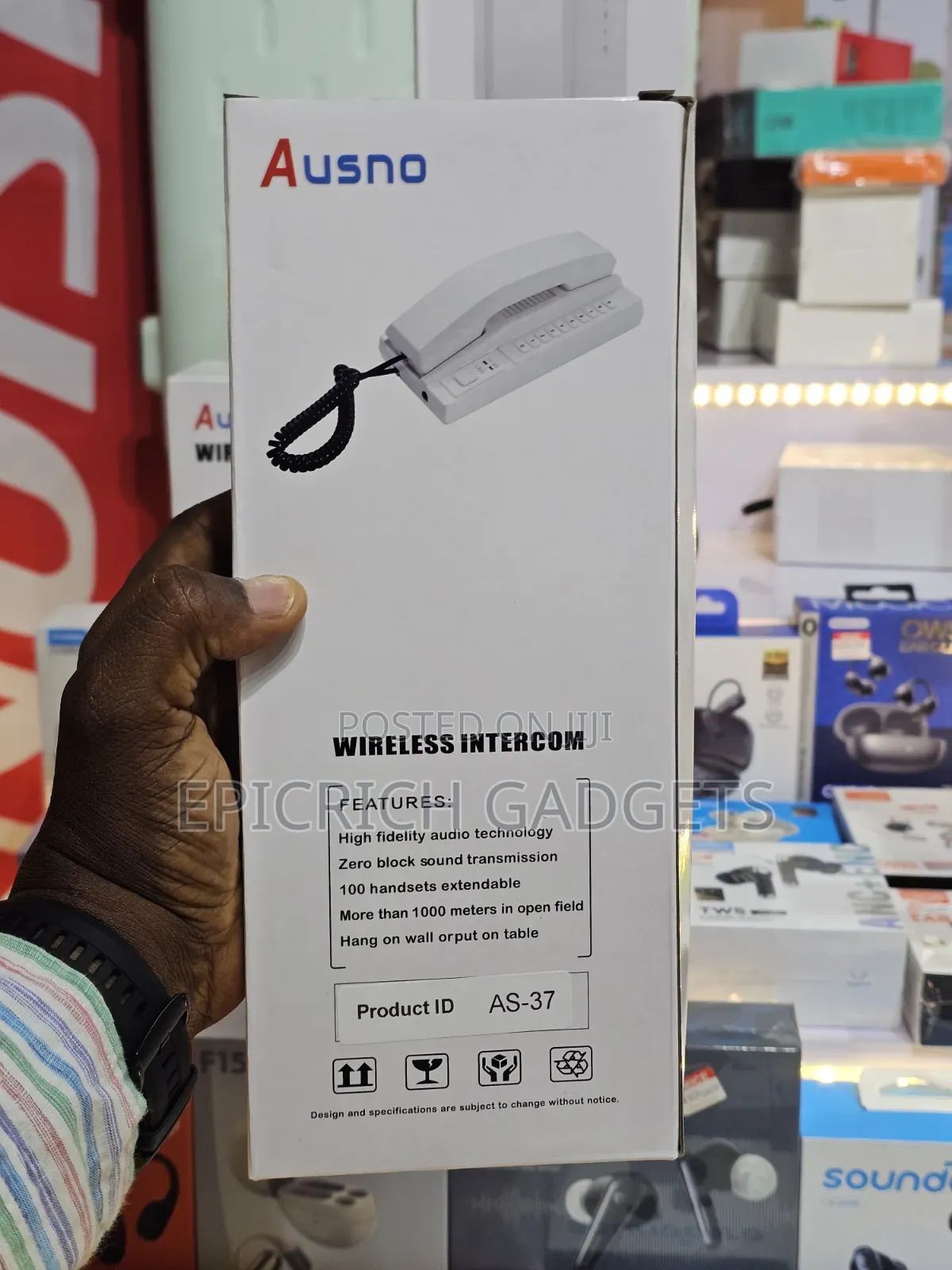 Ausno Wireless Intercom 1km Range for Home, Office and Shop Use
