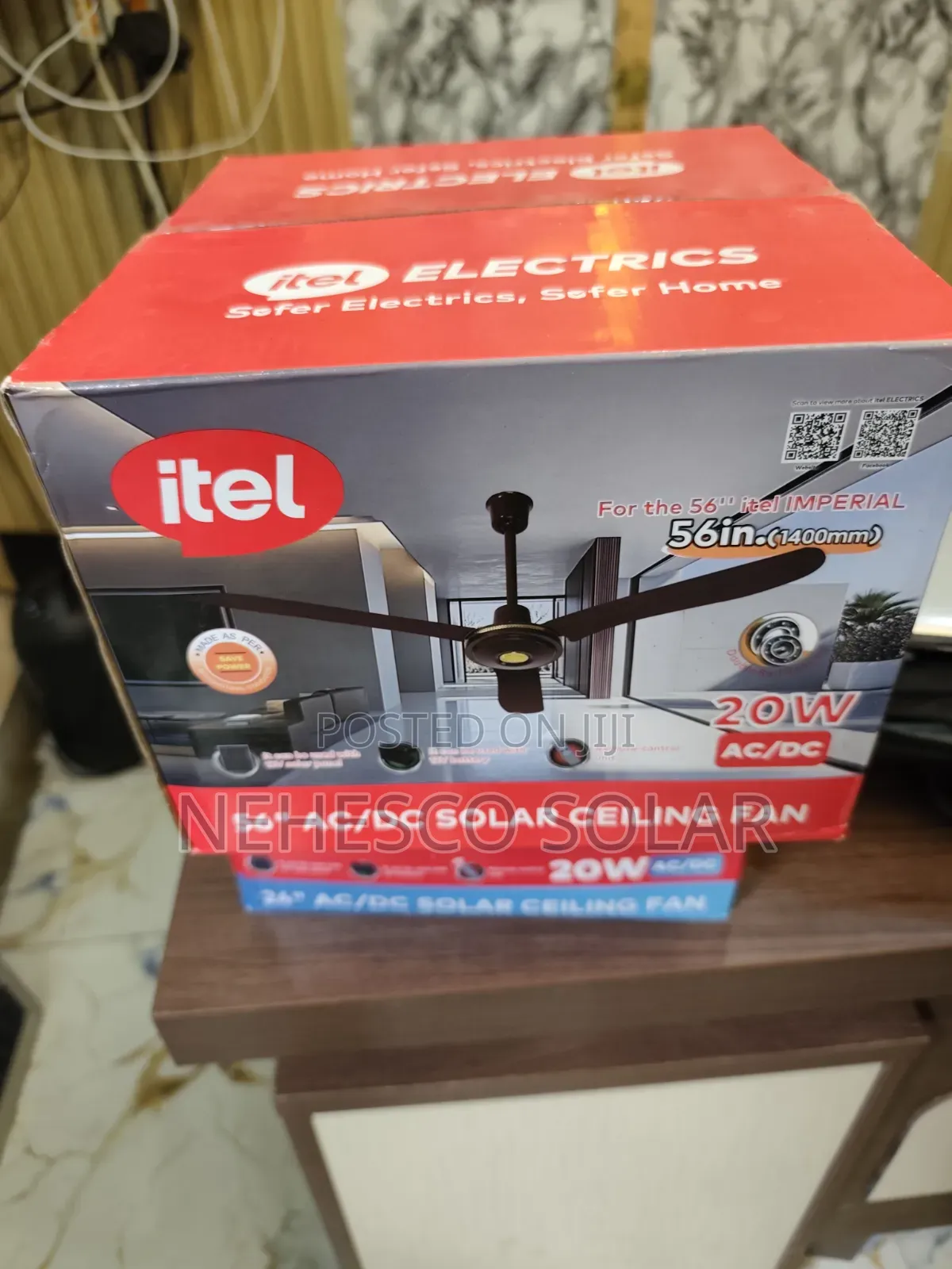 Itel 56" Ac/Dc Solar Ceiling Fan