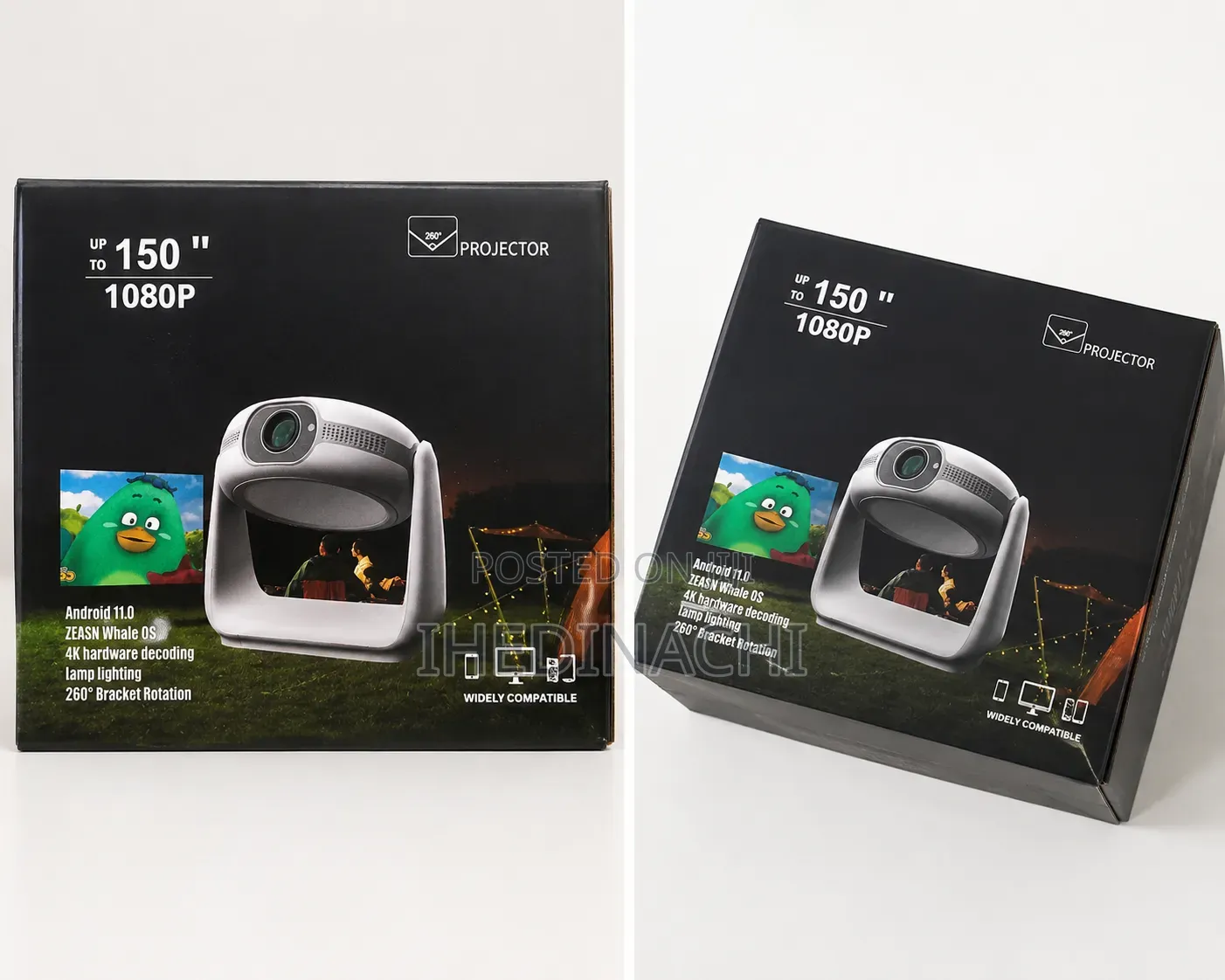 Smart Android 11 Wifi 1080p Hd Projector 260° Rotatable 150-i